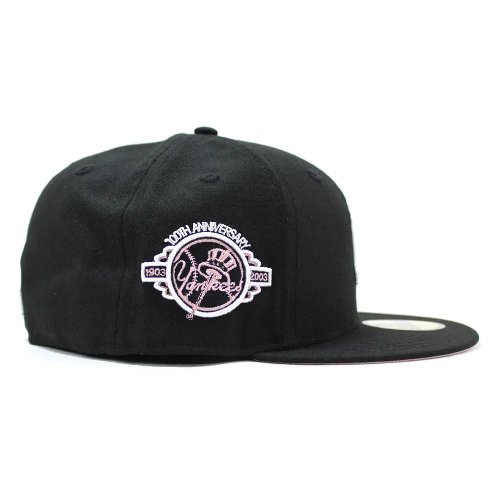 Love Heart New York Yankees 100th Anniversary New Era 59Fifty Fitted Hat (Black Pink Under Brim)