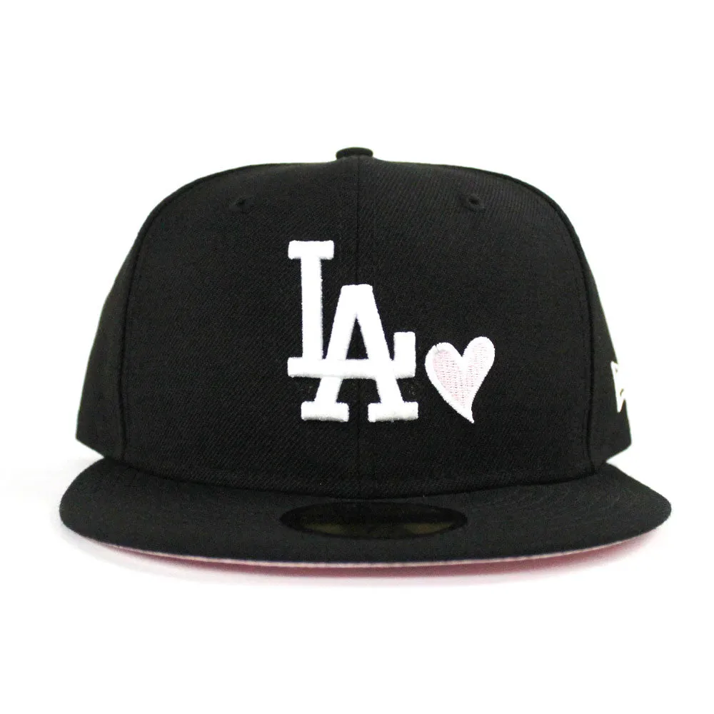 Love Los Angeles Dodgers New Era Fitted 59Fifty Hat (Black Pink Under Brim)