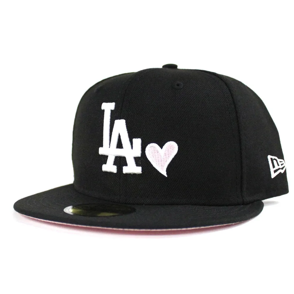 Love Los Angeles Dodgers New Era Fitted 59Fifty Hat (Black Pink Under Brim)