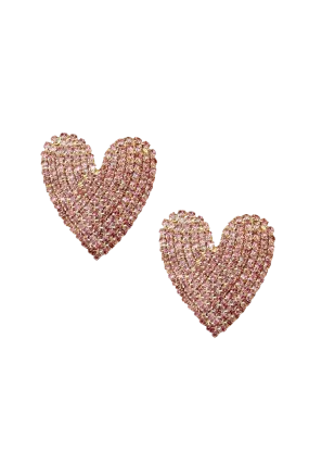 Love Pink Crystal Heart Earring