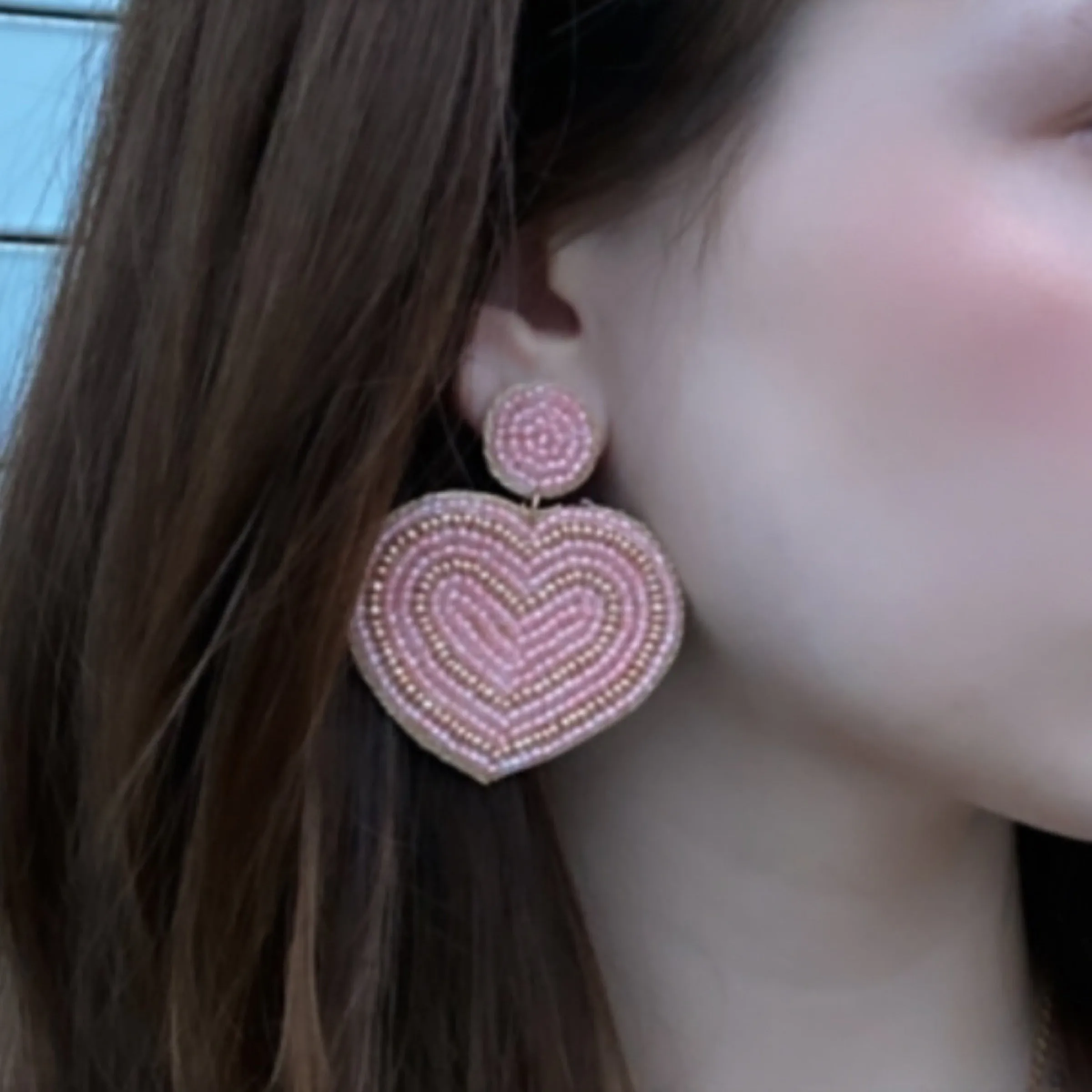 Love Struck Beaded Heart Earrings Pink