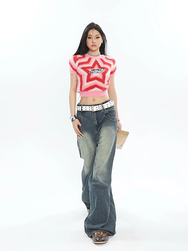 LURDAPE Star Tunnel Sweet Short Wool Knit Cropped Top