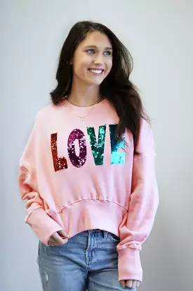 Malibu Pink Sequin Love Top