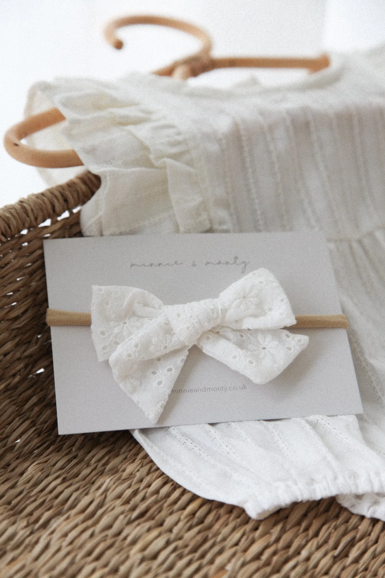 Medium Broderie Anglaise Bow Headband