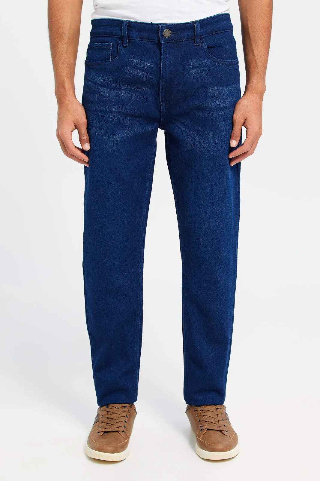 Men Navy 5-Pocket Denim Jeans