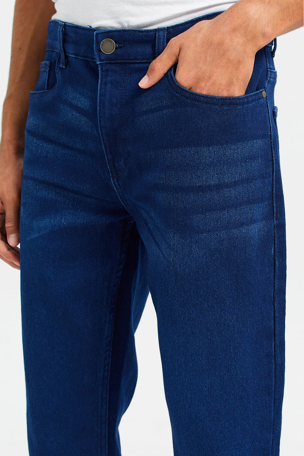 Men Navy 5-Pocket Denim Jeans