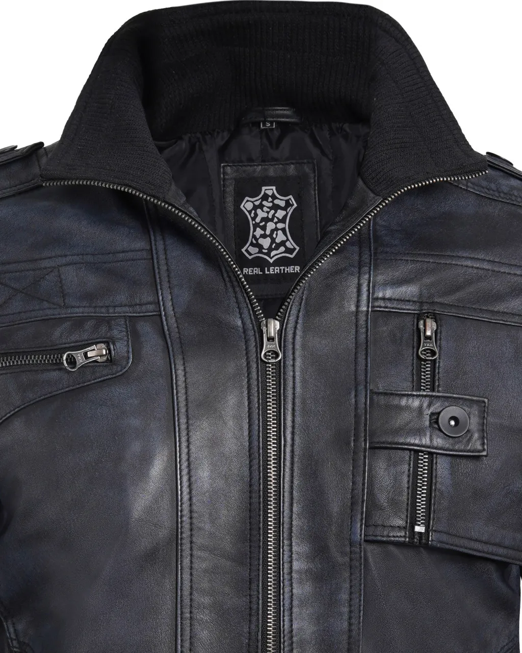 Men's Biker Style Black Leather Jacket