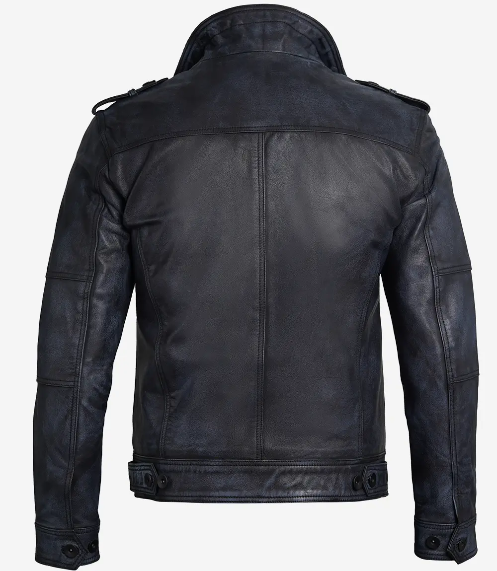 Men's Biker Style Black Leather Jacket