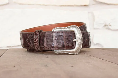 Mens Chacon Chocolate Caiman Belly Belt