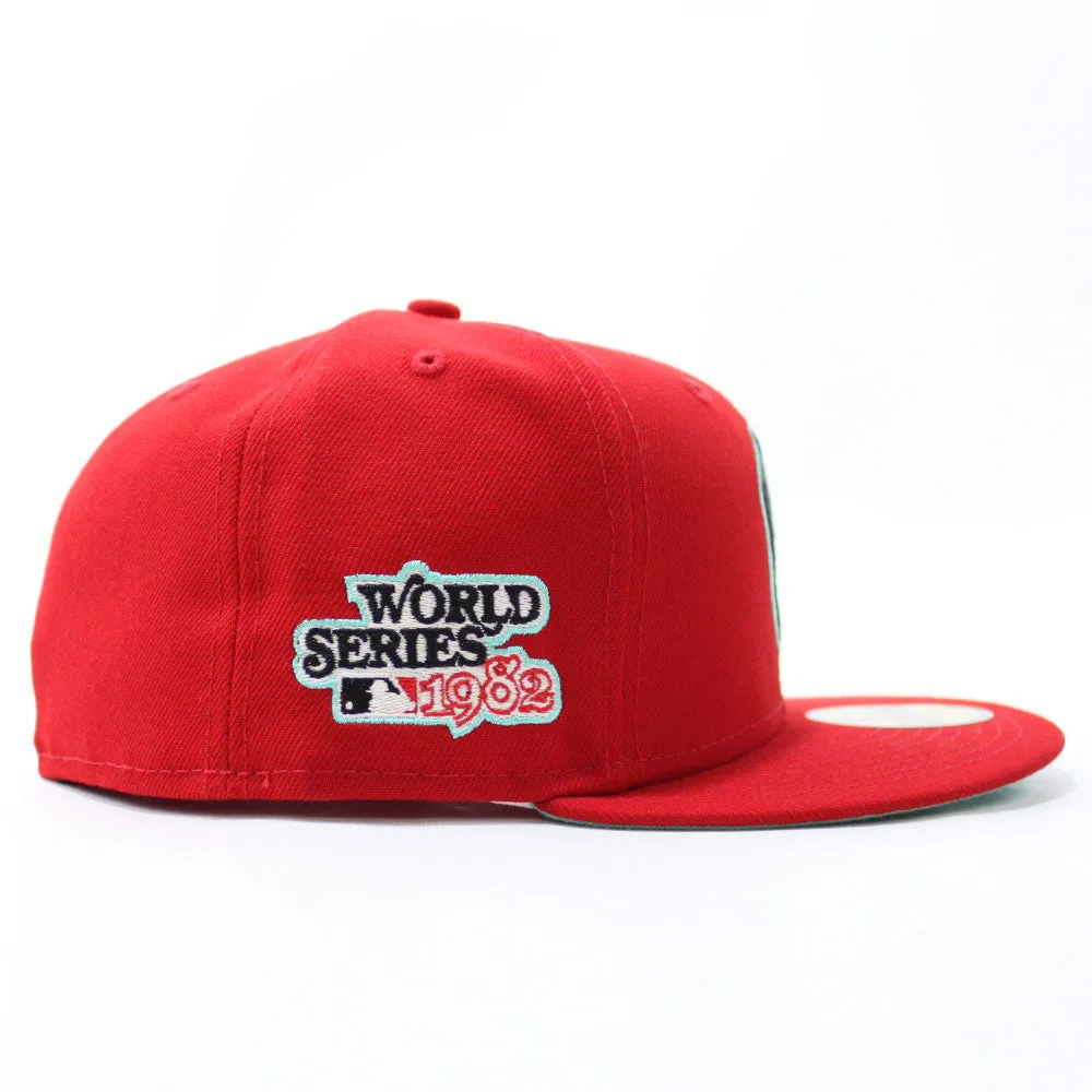 Milwaukee Brewers 1982 World Series New Era 59Fifty Fitted Hat (Glow in the Dark Red Mint Under Brim).