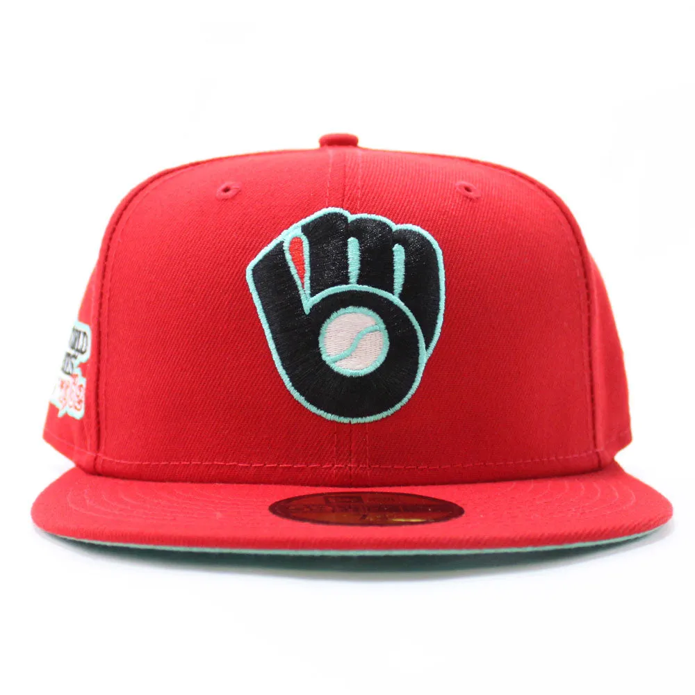 Milwaukee Brewers 1982 World Series New Era 59Fifty Fitted Hat (Glow in the Dark Red Mint Under Brim).