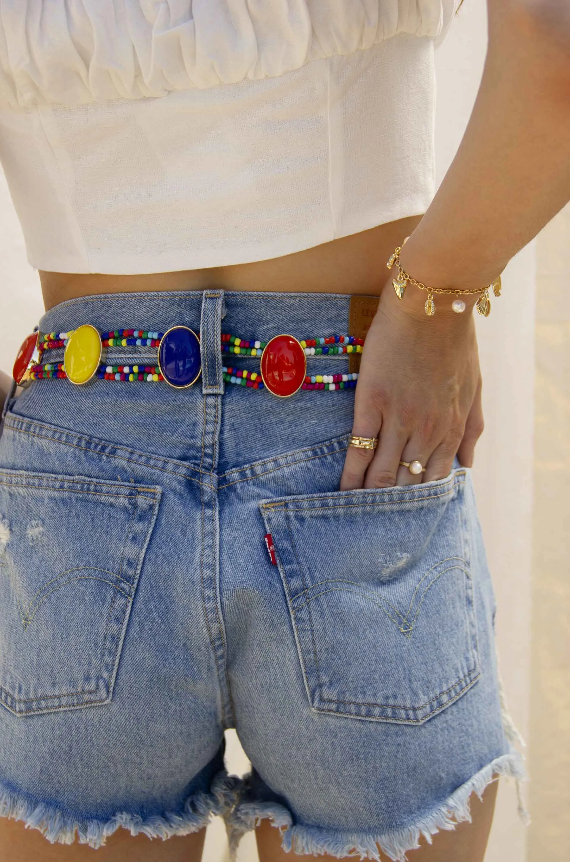 Mixed Rainbow Bead Belt