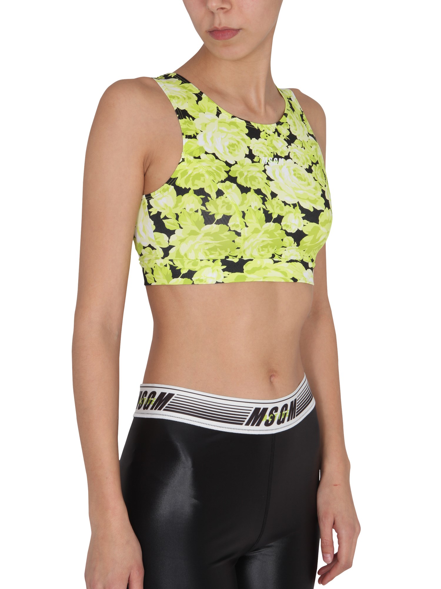 MSGM    FLORAL PRINT CROPPED TOP