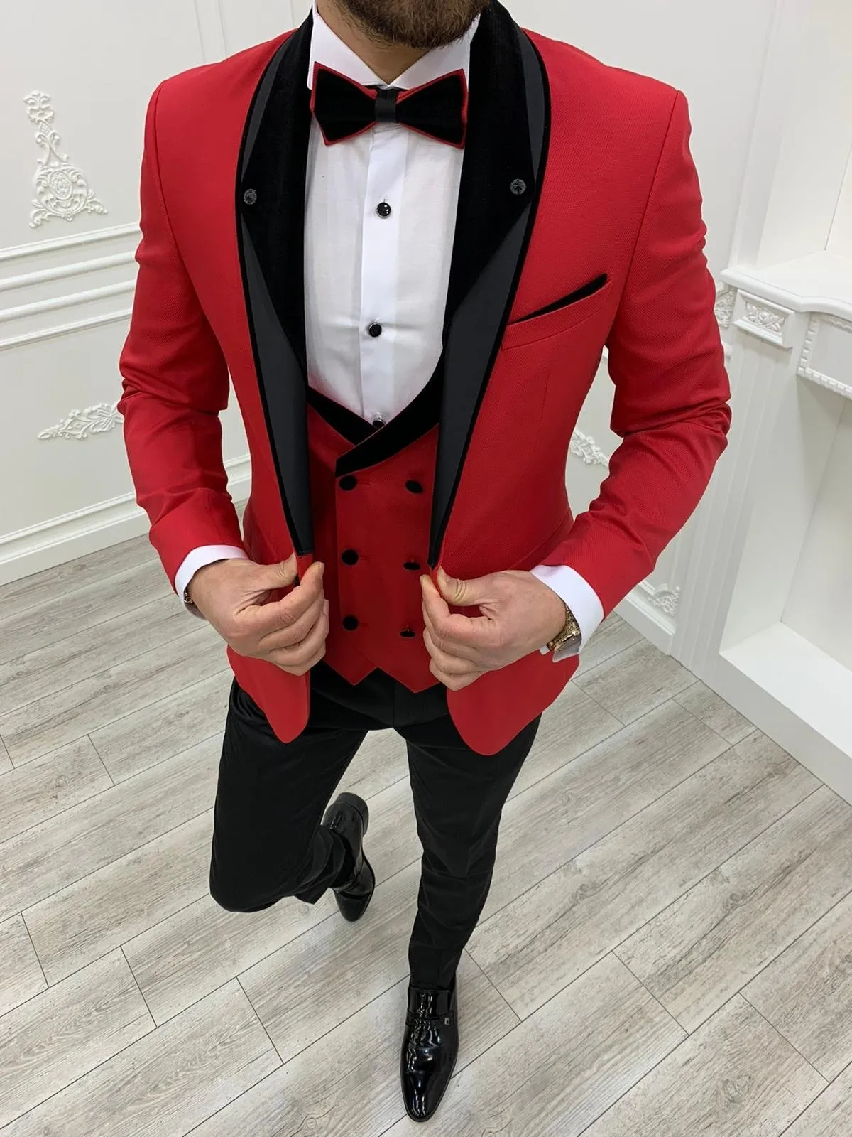 Napolia Royal Red Slim Fit Tuxedo