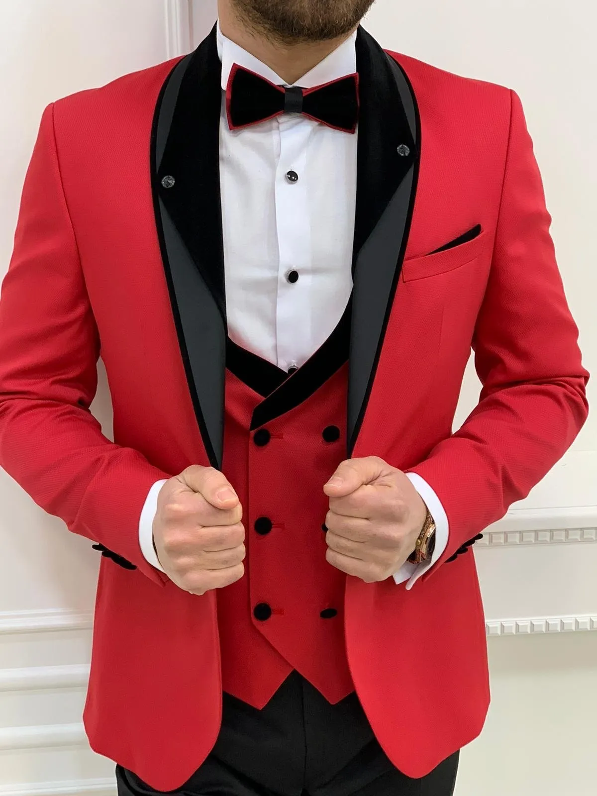 Napolia Royal Red Slim Fit Tuxedo