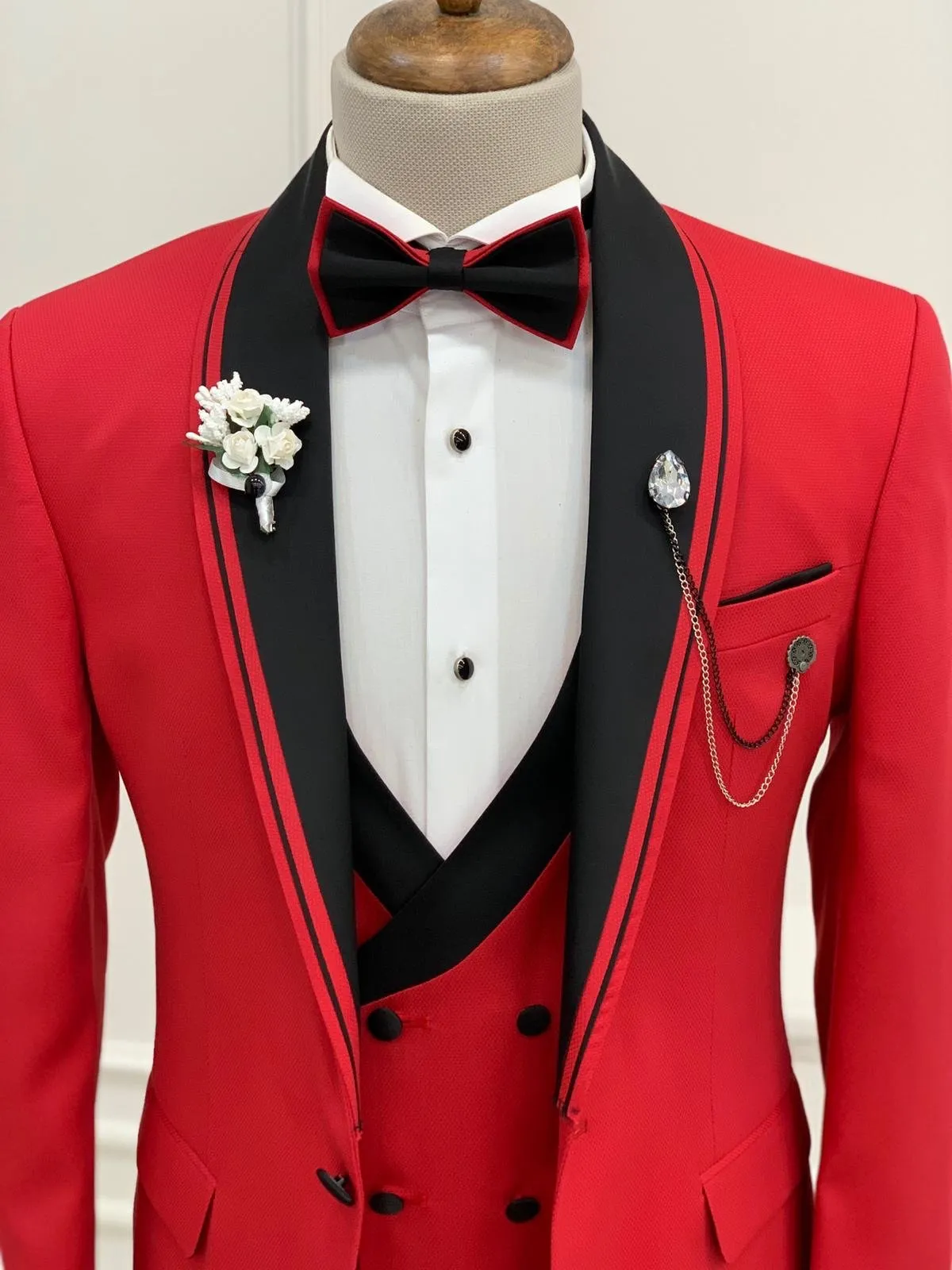 Napolia Royal Red Slim Fit Tuxedo