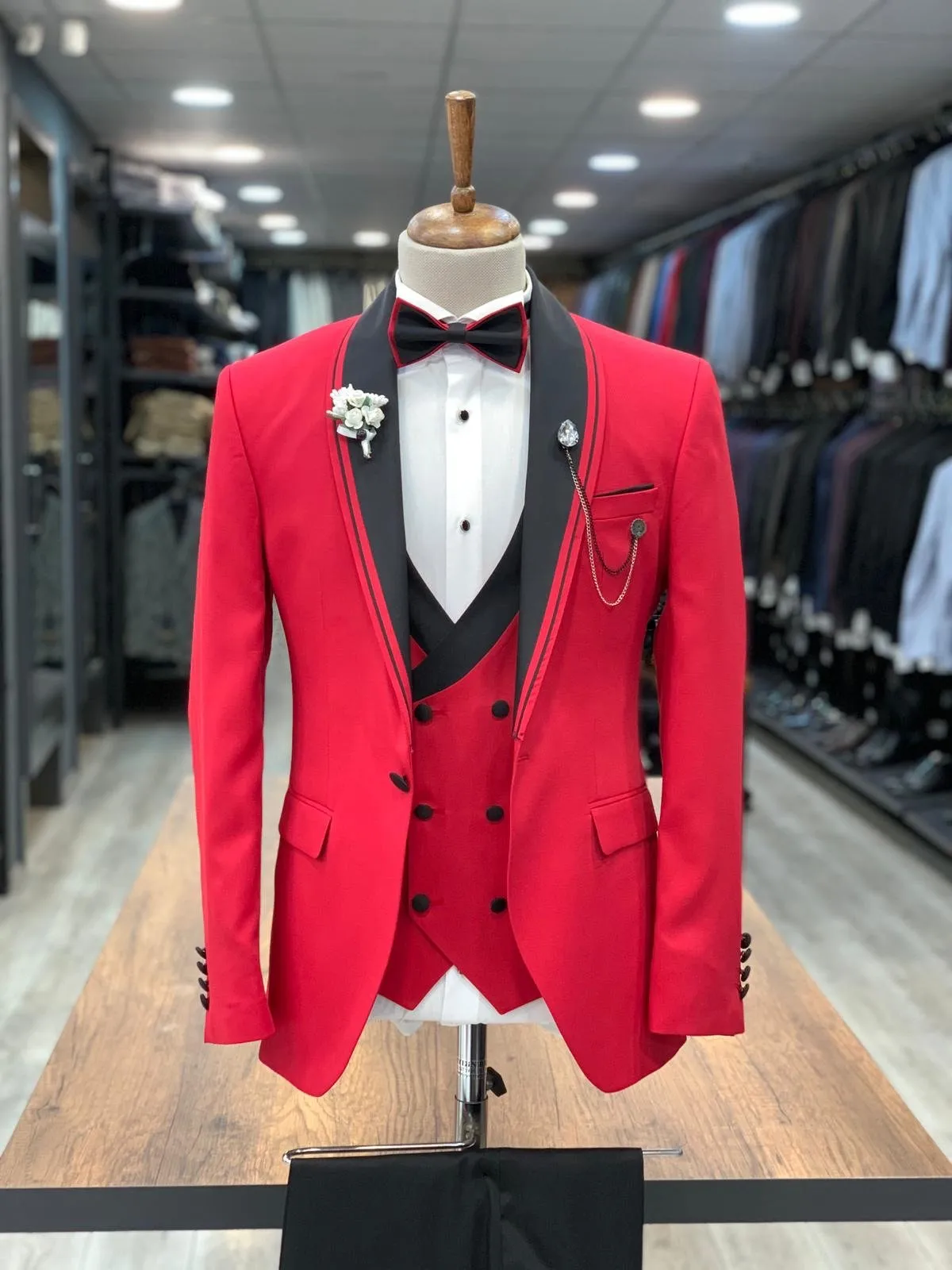 Napolia Royal Red Slim Fit Tuxedo