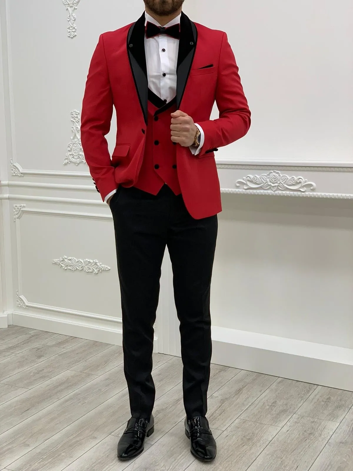 Napolia Royal Red Slim Fit Tuxedo