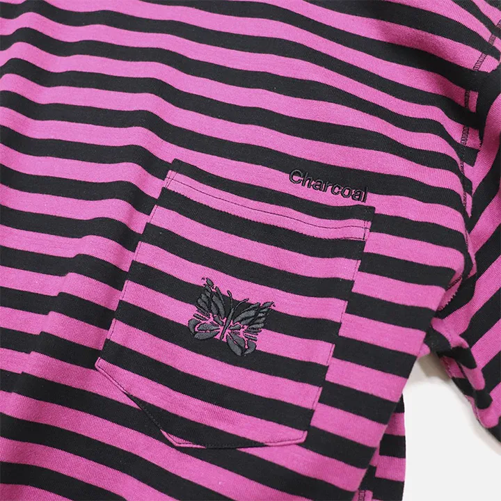 Needles  |Stripes Cotton Short Sleeves Logo T-Shirts