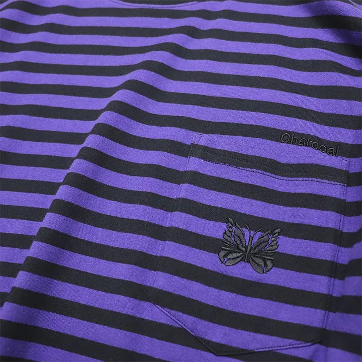 Needles  |Stripes Cotton Short Sleeves Logo T-Shirts