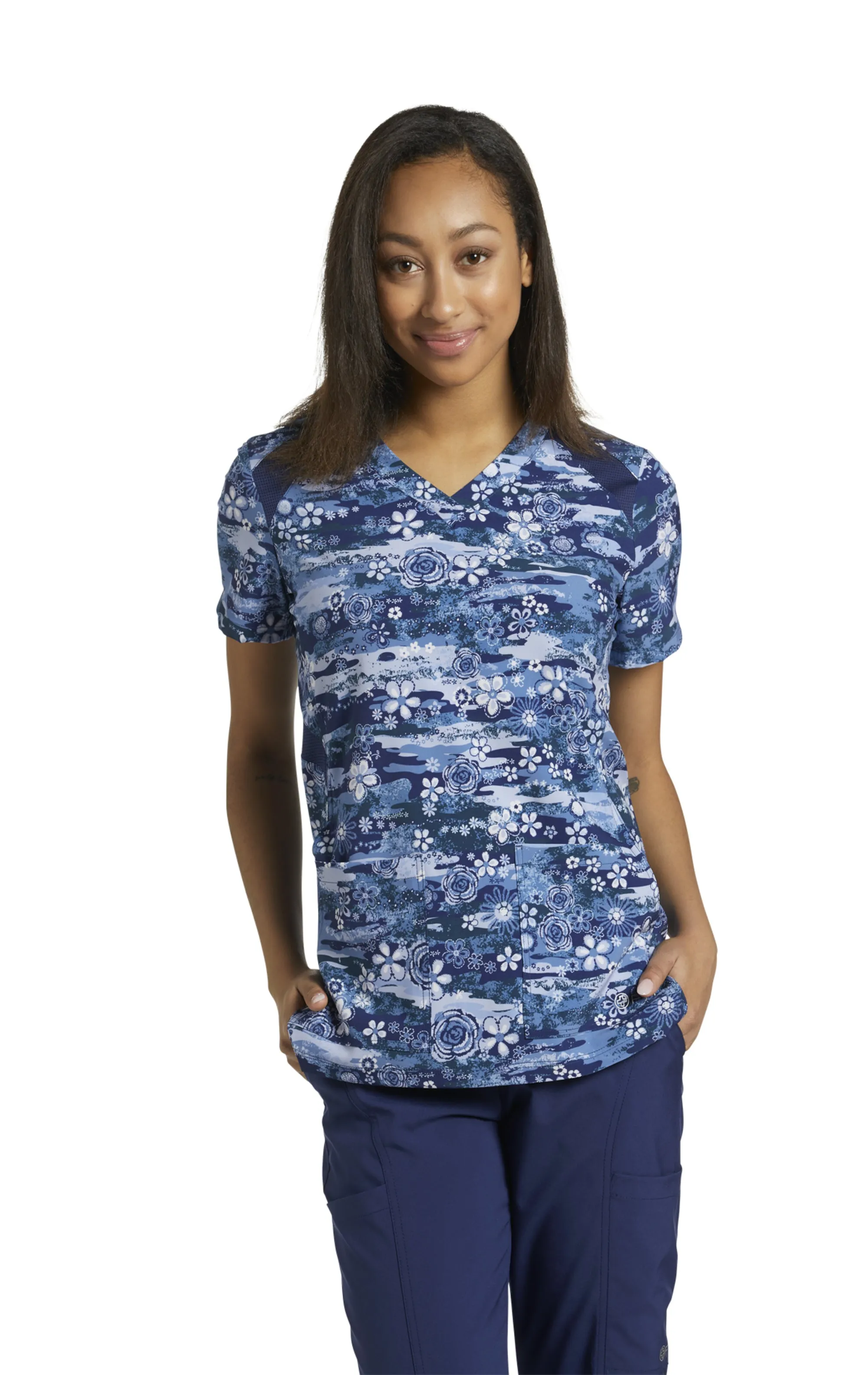 NEW! White Cross FIT Camo Bouquet V-Neck Top