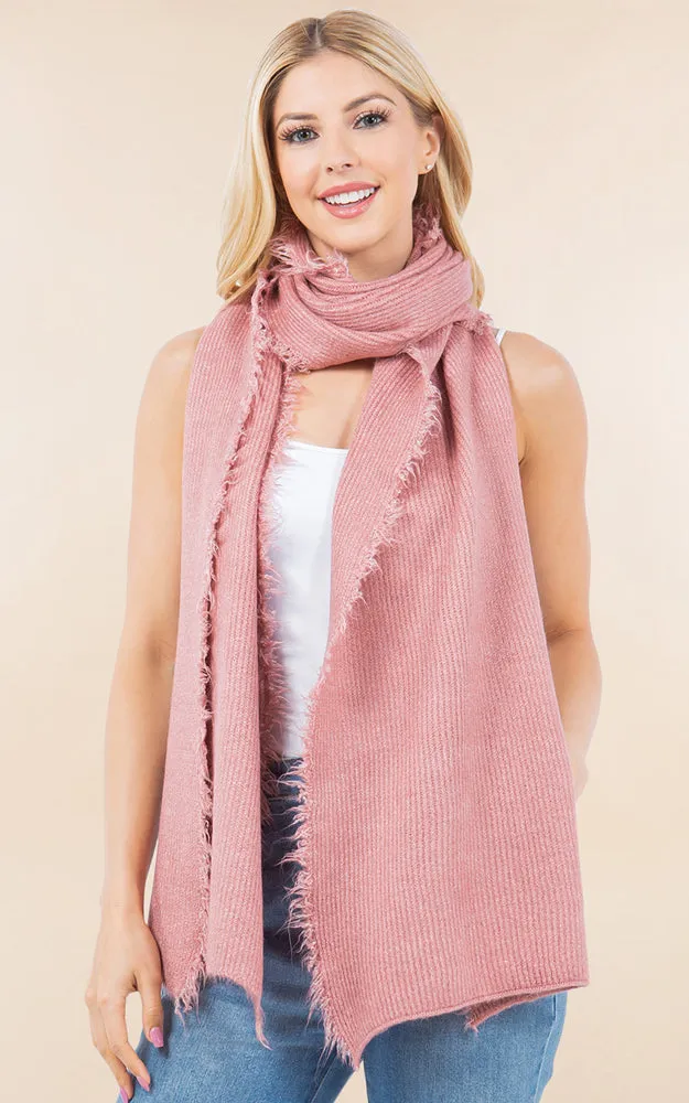 OA4277 SOFT KNIT FRINGES OBLONG SCARF