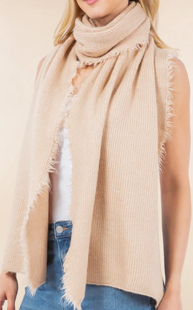 OA4277 SOFT KNIT FRINGES OBLONG SCARF