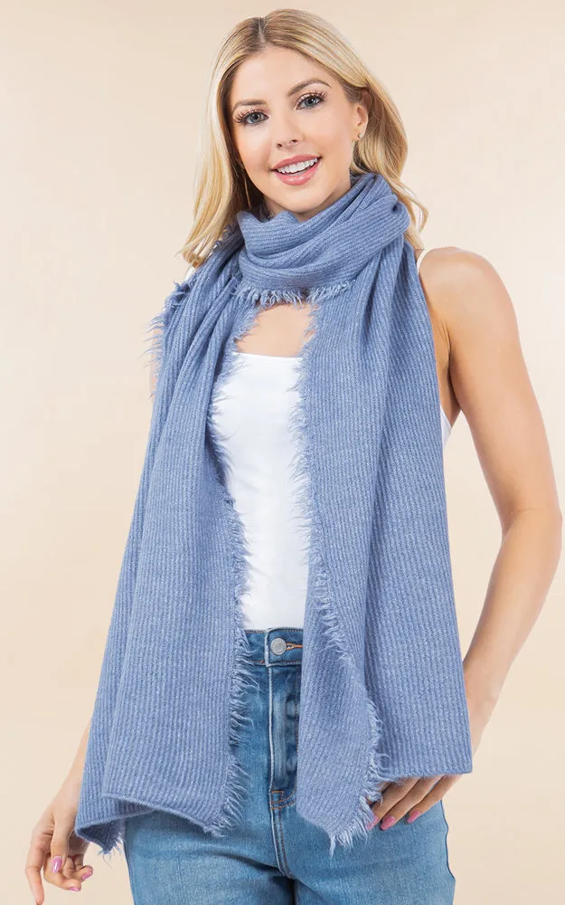 OA4277 SOFT KNIT FRINGES OBLONG SCARF