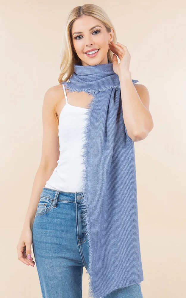 OA4277 SOFT KNIT FRINGES OBLONG SCARF