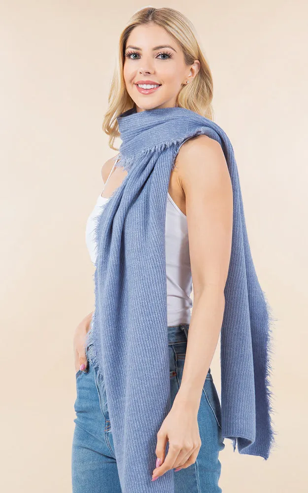 OA4277 SOFT KNIT FRINGES OBLONG SCARF