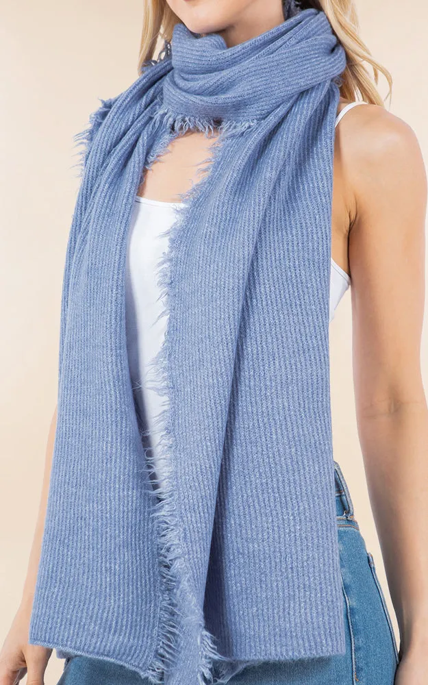 OA4277 SOFT KNIT FRINGES OBLONG SCARF