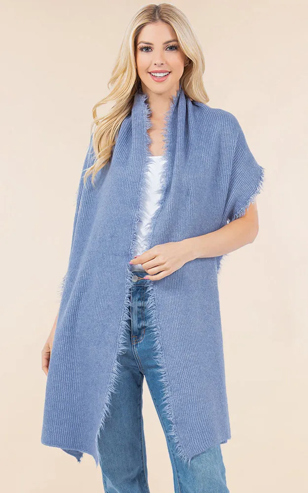 OA4277 SOFT KNIT FRINGES OBLONG SCARF