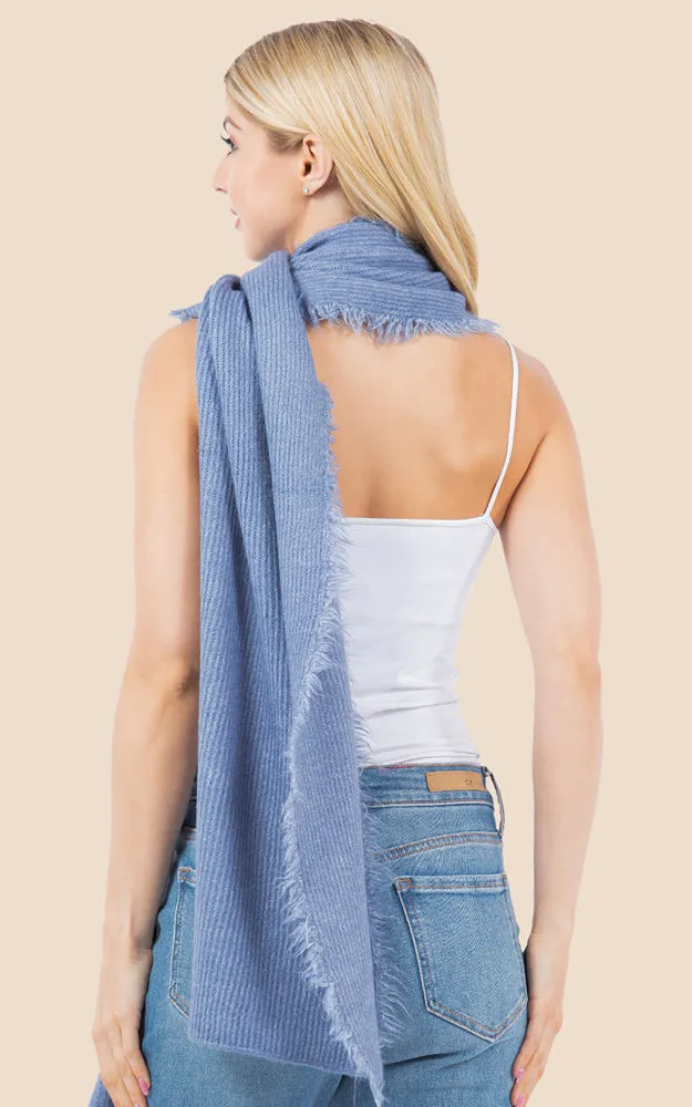 OA4277 SOFT KNIT FRINGES OBLONG SCARF