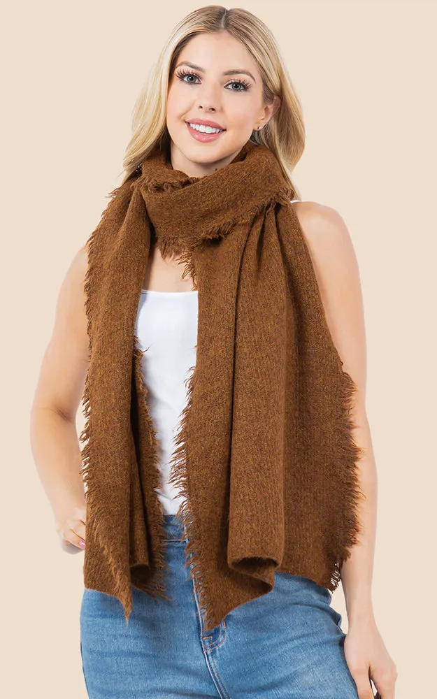 OA4277 SOFT KNIT FRINGES OBLONG SCARF