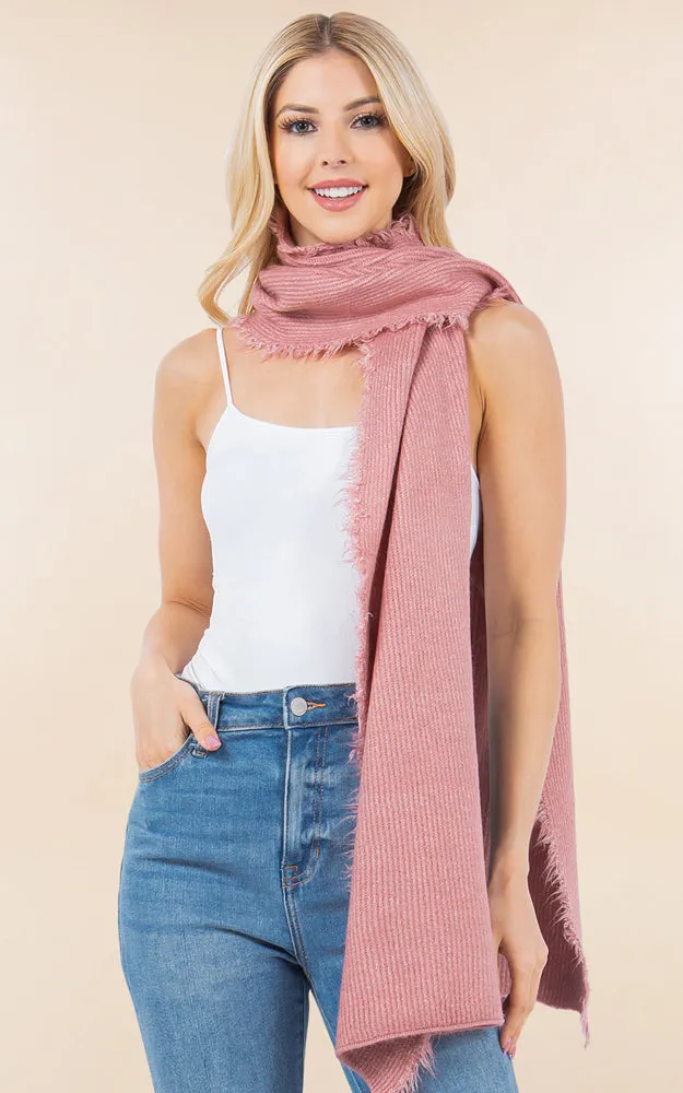 OA4277 SOFT KNIT FRINGES OBLONG SCARF