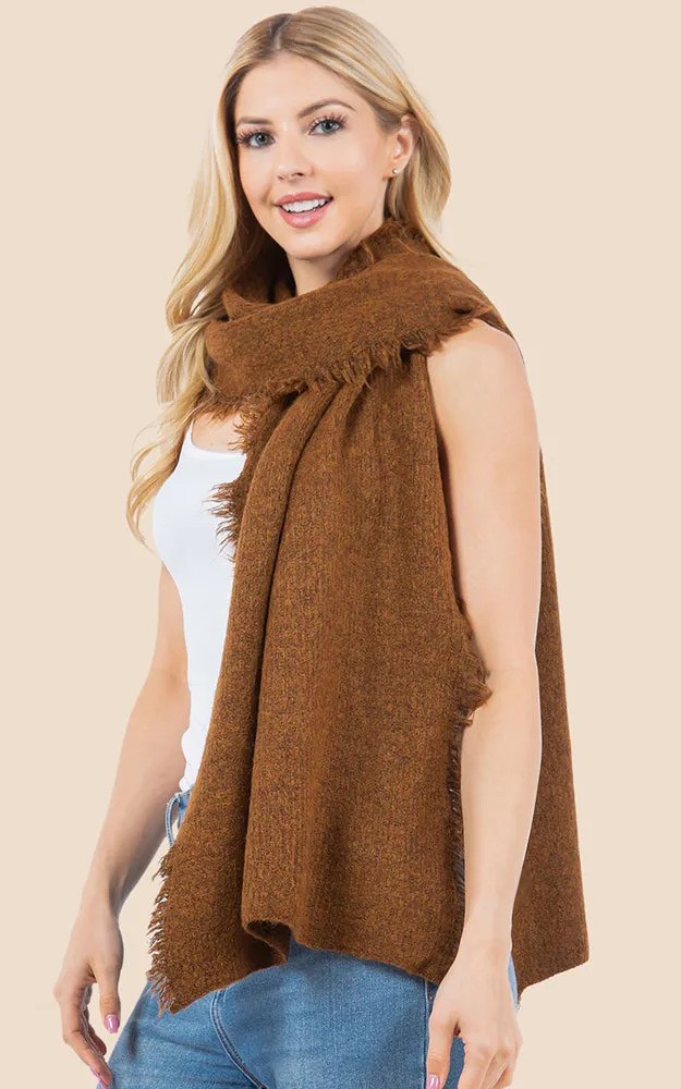 OA4277 SOFT KNIT FRINGES OBLONG SCARF