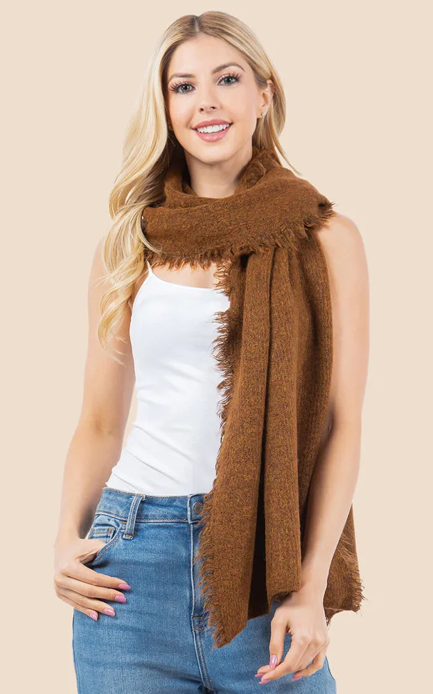 OA4277 SOFT KNIT FRINGES OBLONG SCARF