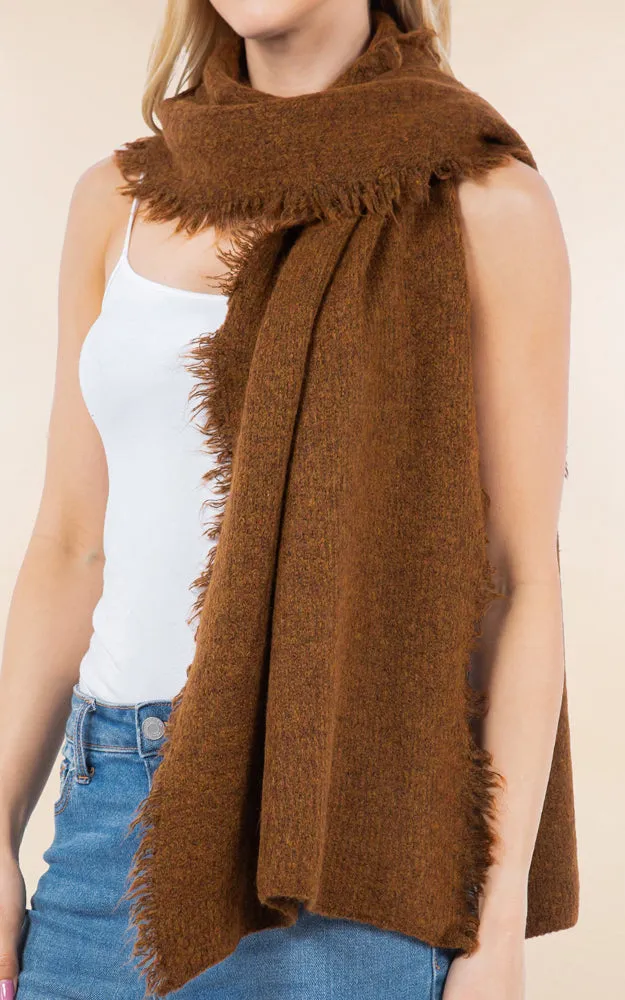 OA4277 SOFT KNIT FRINGES OBLONG SCARF