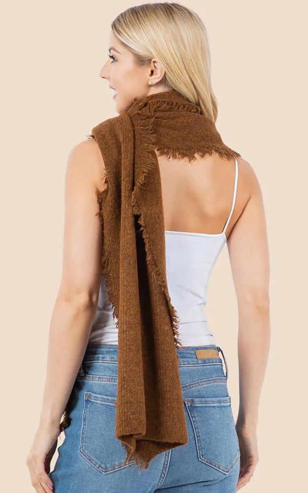 OA4277 SOFT KNIT FRINGES OBLONG SCARF