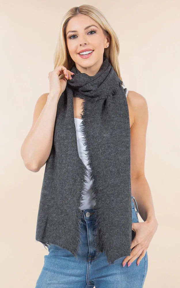 OA4277 SOFT KNIT FRINGES OBLONG SCARF