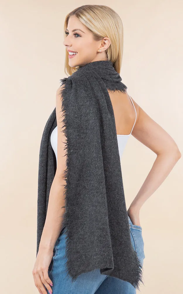 OA4277 SOFT KNIT FRINGES OBLONG SCARF