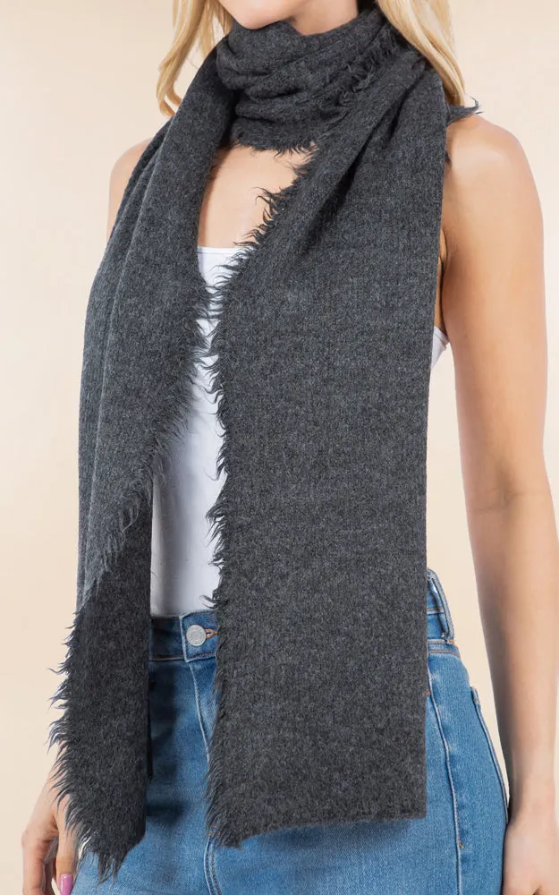 OA4277 SOFT KNIT FRINGES OBLONG SCARF