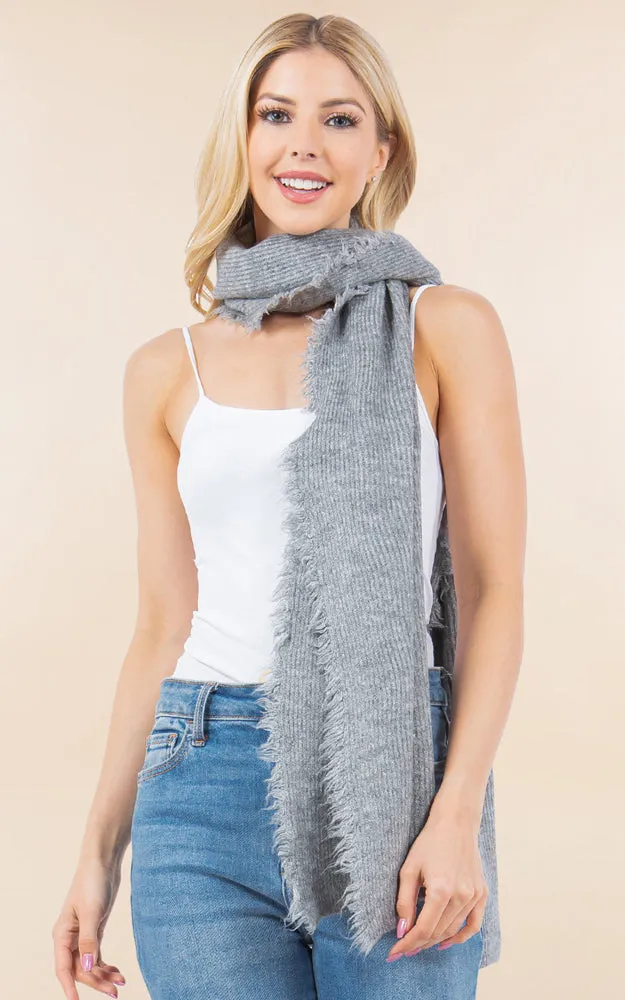 OA4277 SOFT KNIT FRINGES OBLONG SCARF