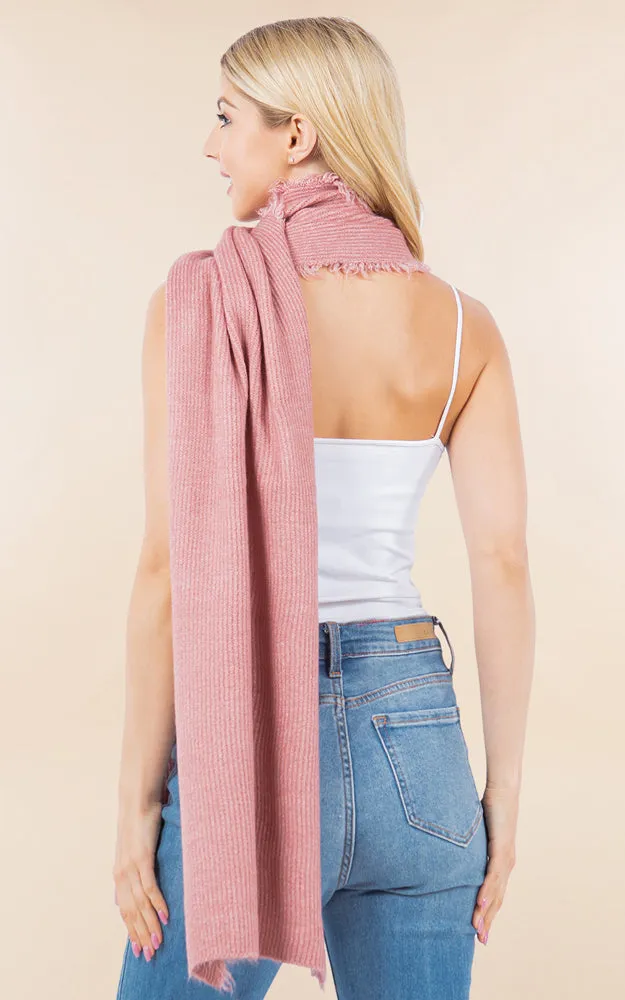 OA4277 SOFT KNIT FRINGES OBLONG SCARF