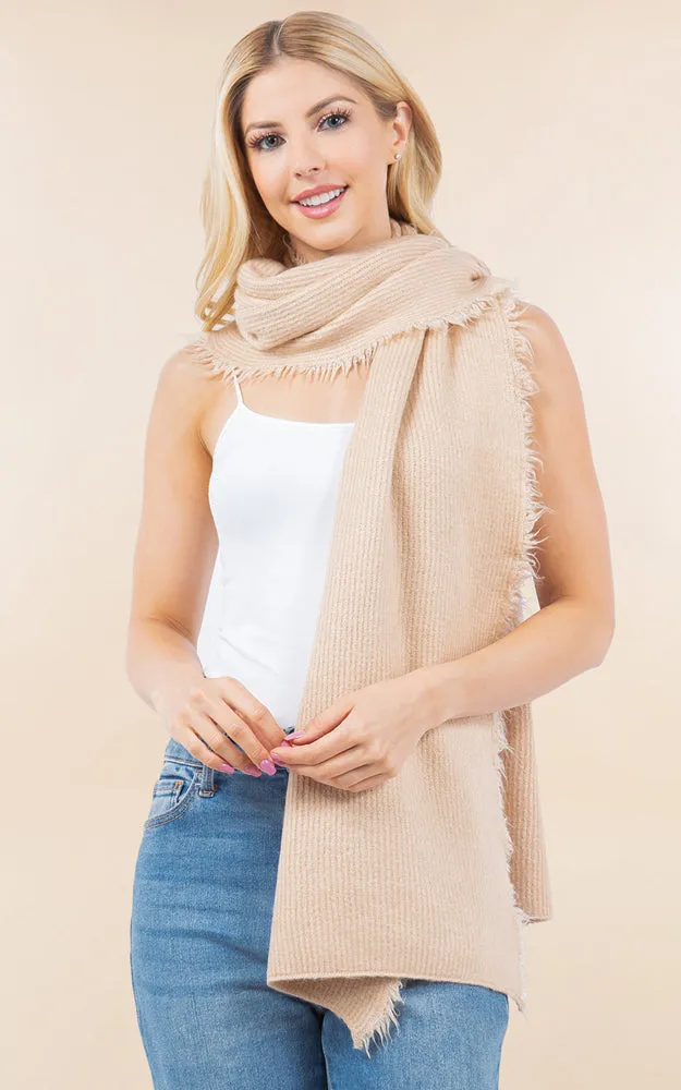 OA4277 SOFT KNIT FRINGES OBLONG SCARF