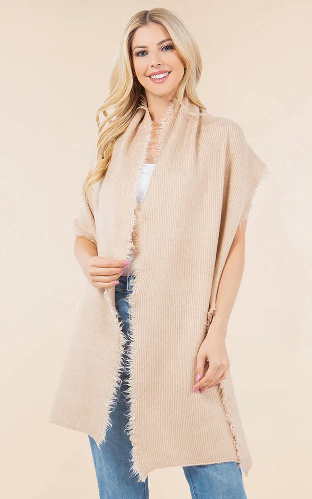 OA4277 SOFT KNIT FRINGES OBLONG SCARF