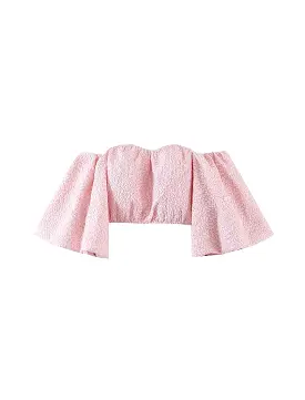 Off The Shoulder Puff Sleeve Cropped Top