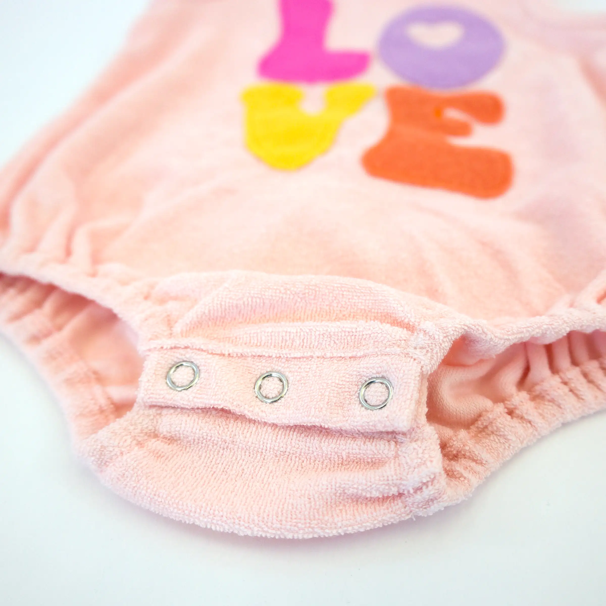 oh baby! Cotton Terry Bubble - LOVE Applique - Pale Pink