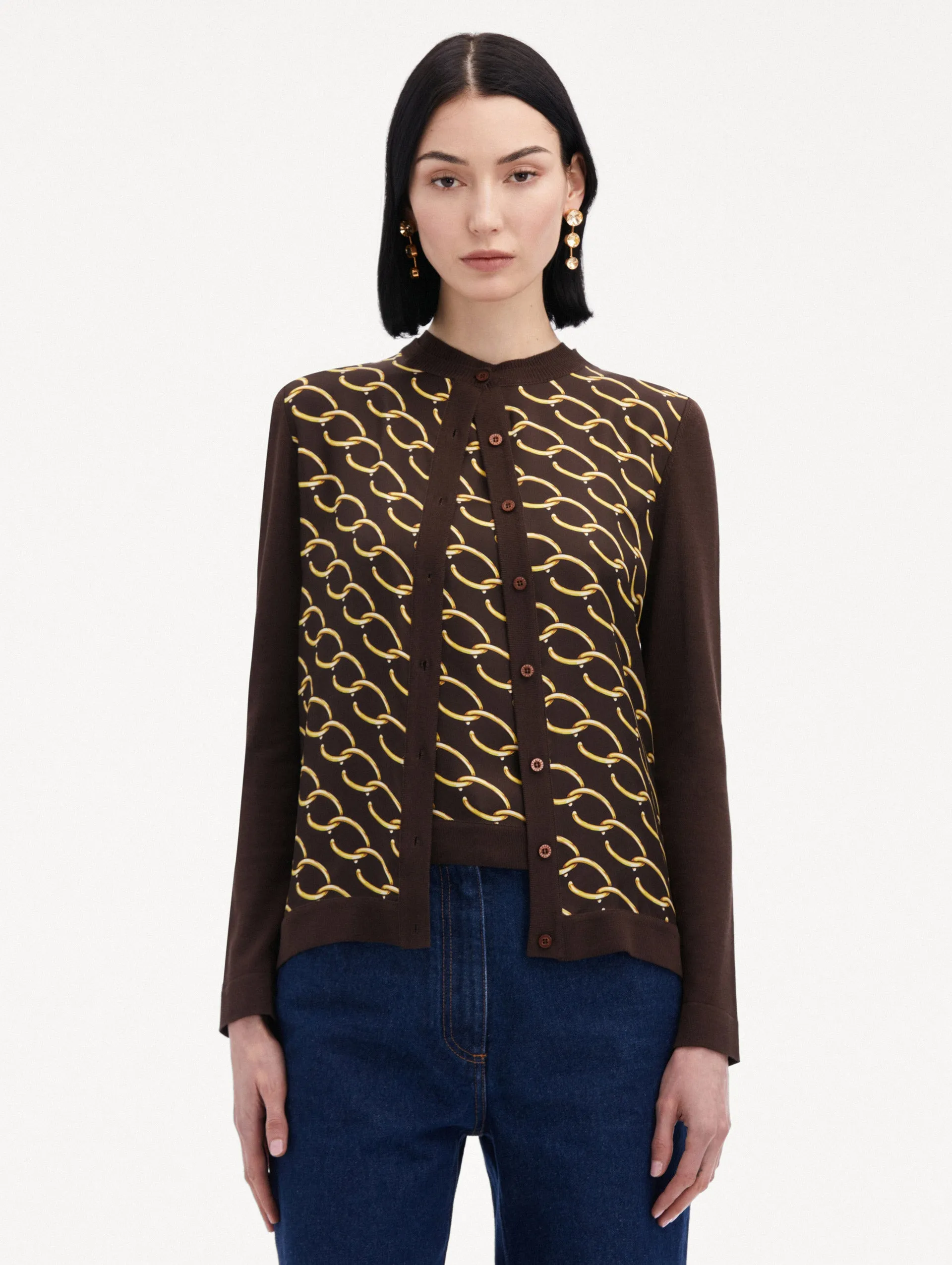 Oscar Chain-Link Inset Cardigan