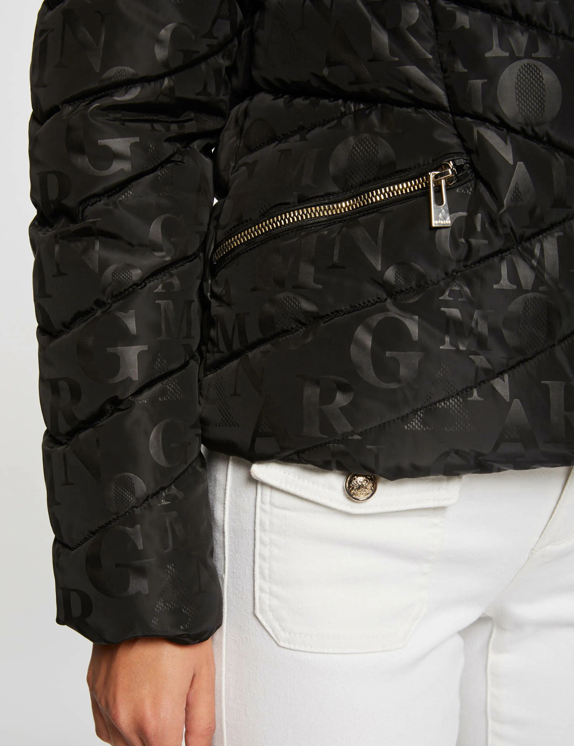 Padded jacket monogram print black women